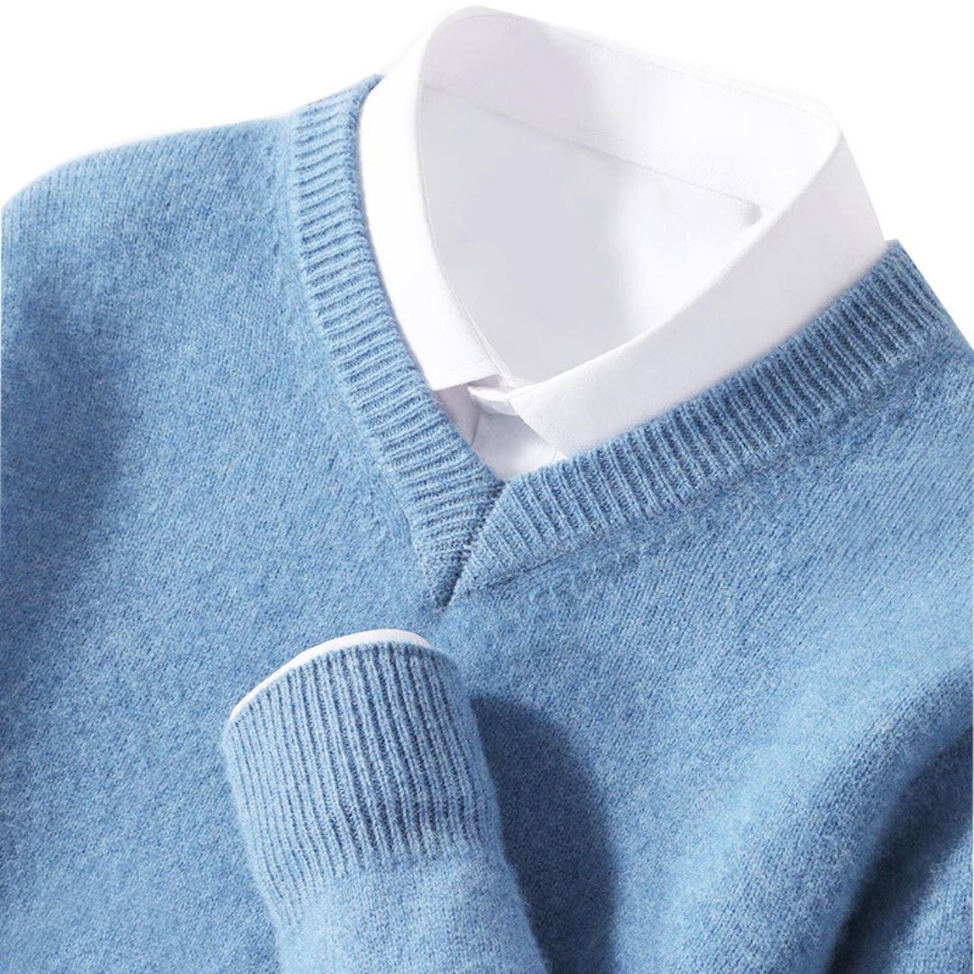 Olympia Merino V-Neck Sweater - Iron Thread