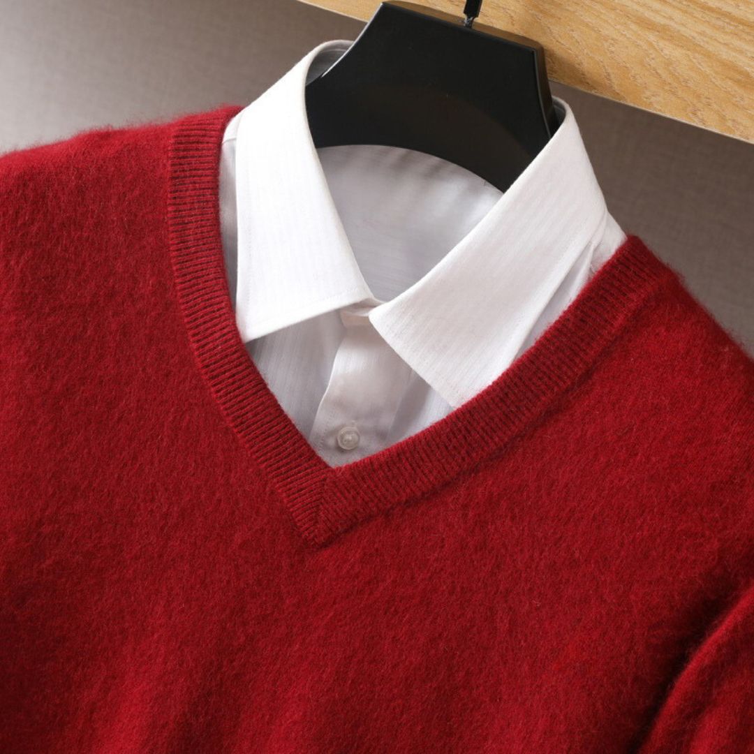 Olympia Merino V-Neck Sweater - Iron Thread