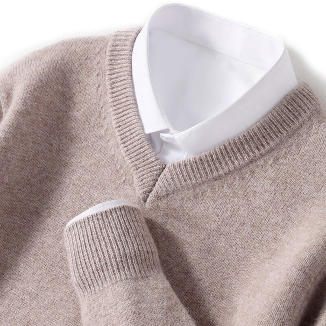 Olympia Merino V-Neck Sweater - Iron Thread