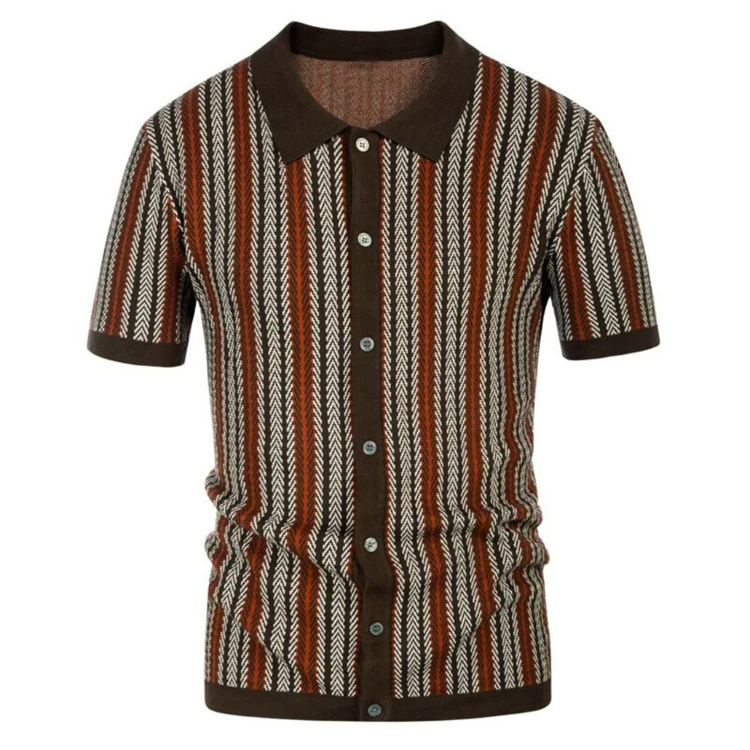 Chevron Button-Through Polo - Iron Thread