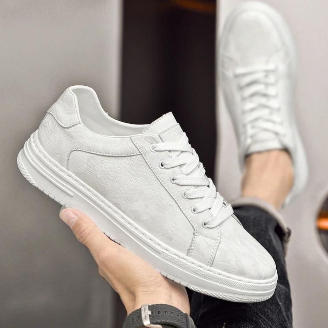 Textured Camo Leather Sneakers - Iron Thread