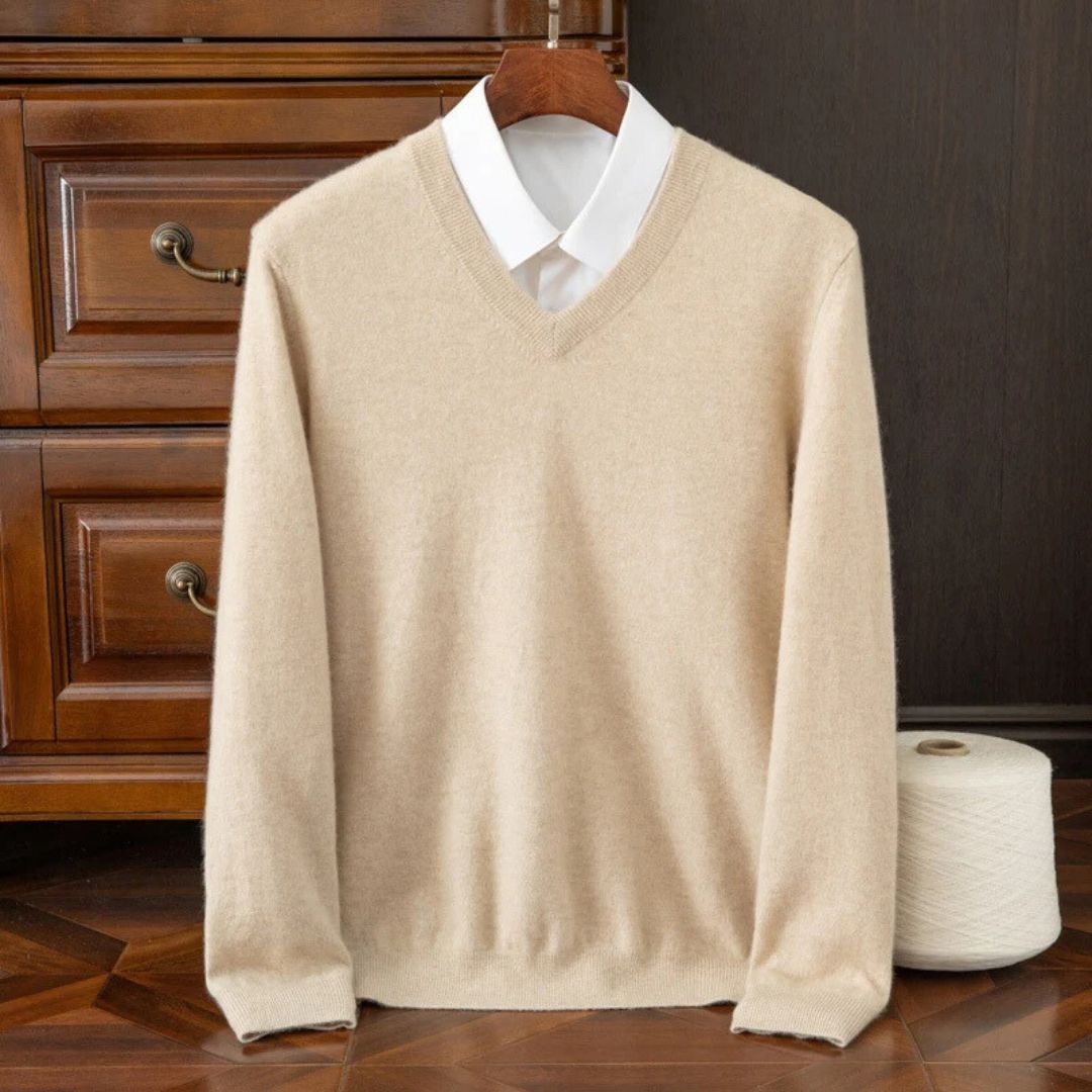 Olympia Merino V-Neck Sweater - Iron Thread