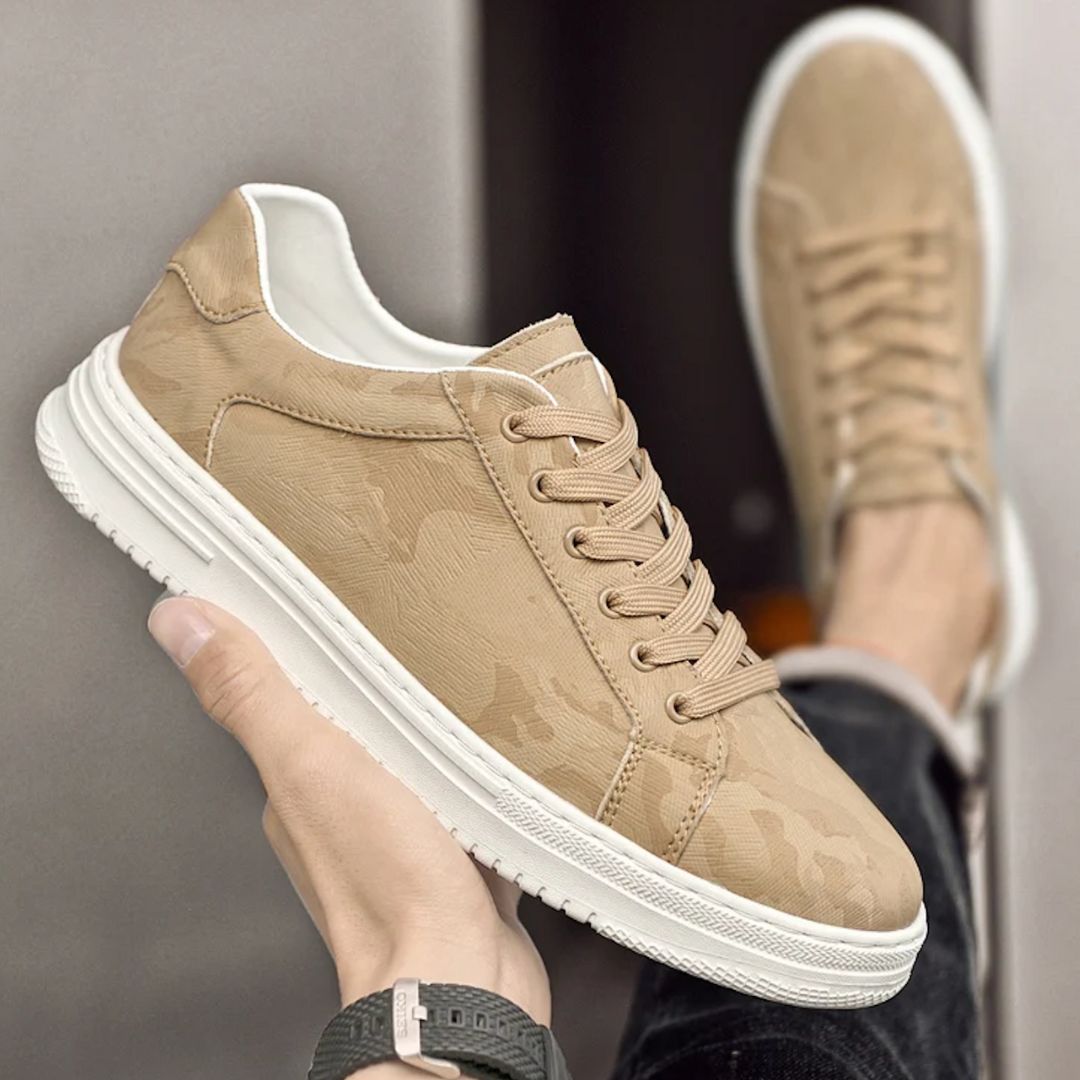 Textured Camo Leather Sneakers - Iron Thread
