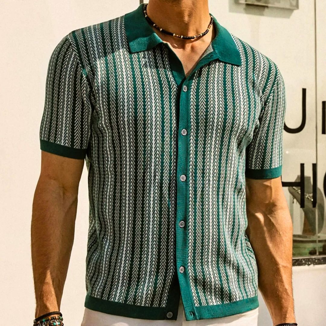 Chevron Button-Through Polo - Iron Thread