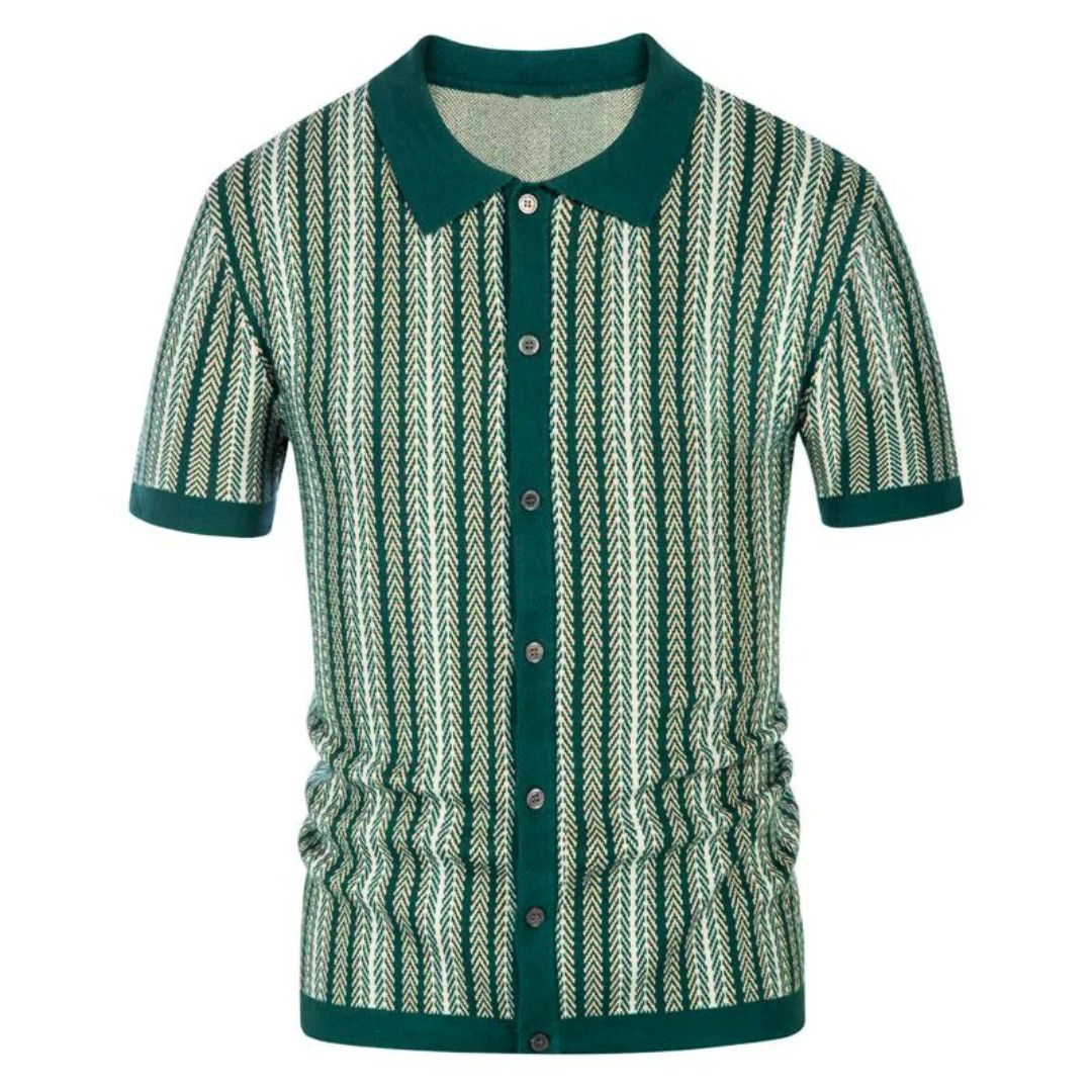 Chevron Button-Through Polo - Iron Thread