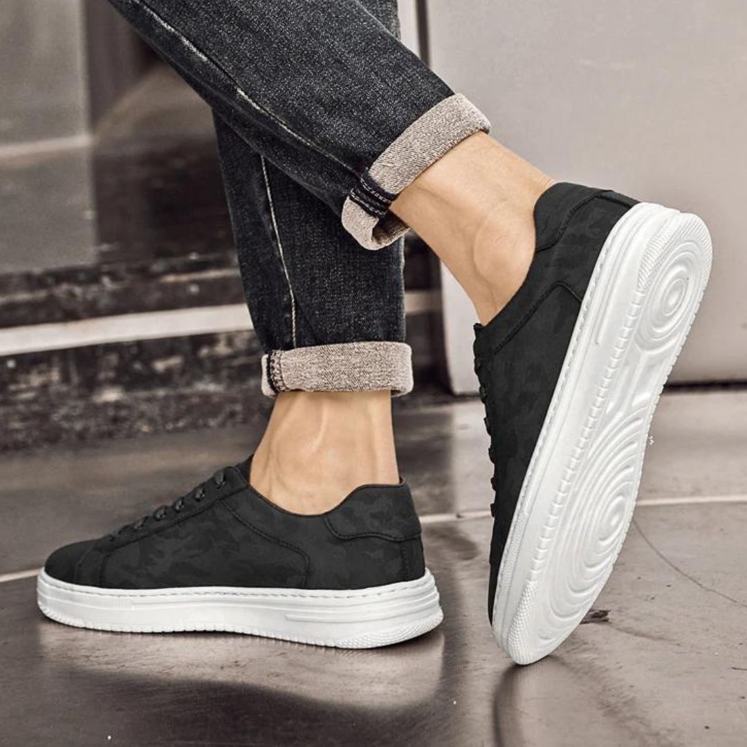 Textured Camo Leather Sneakers - Iron Thread