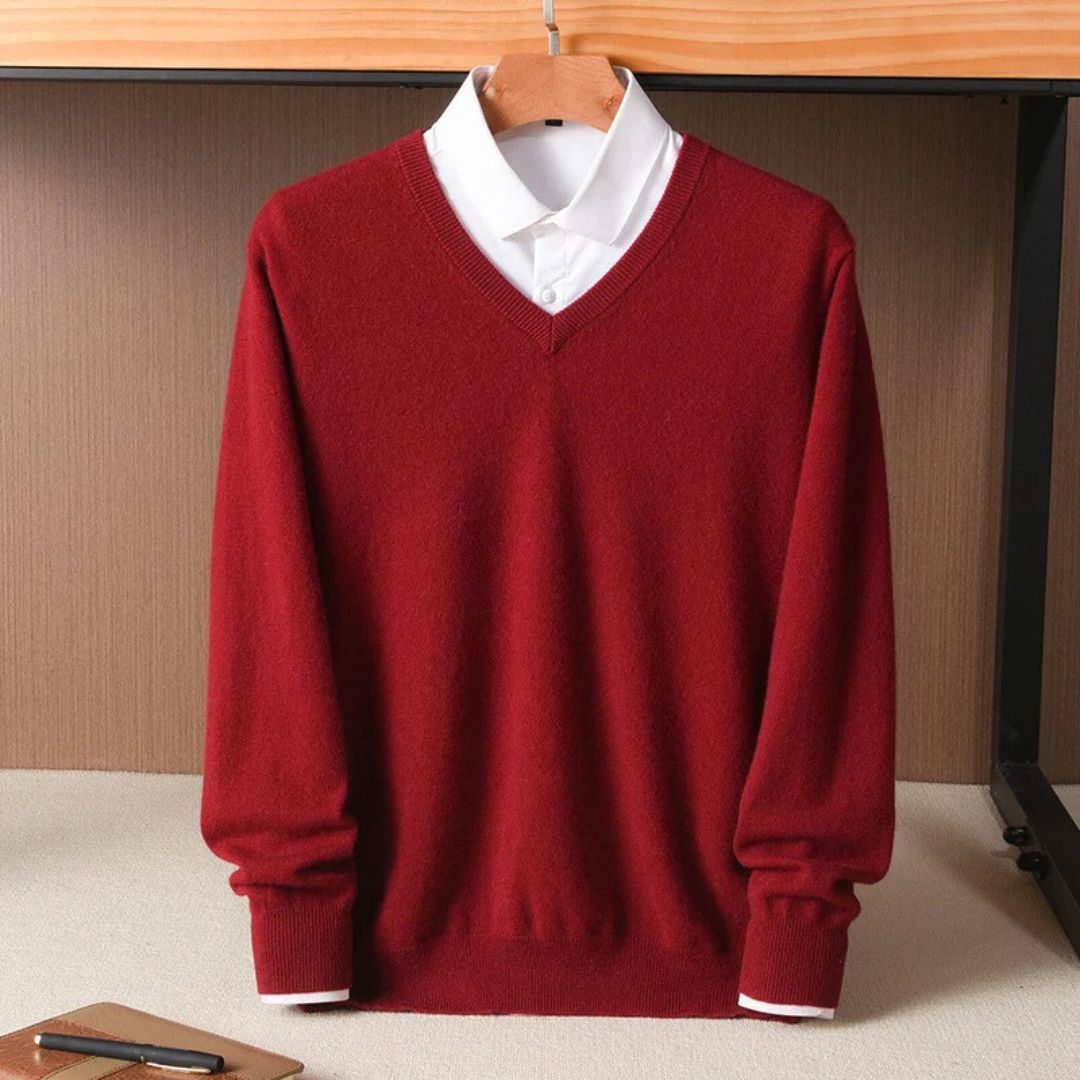 Olympia Merino V-Neck Sweater - Iron Thread