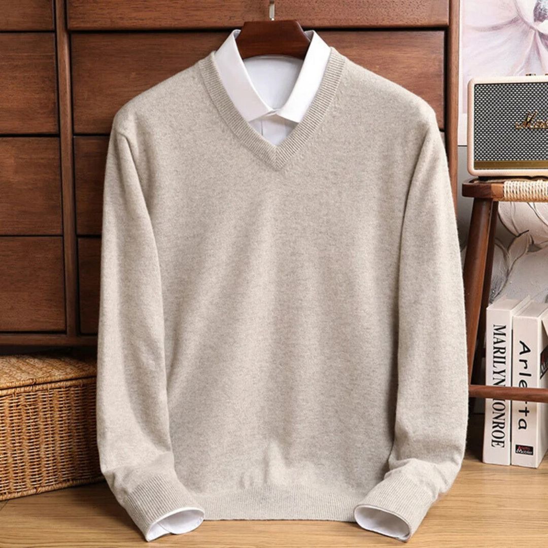 Olympia Merino V-Neck Sweater - Iron Thread