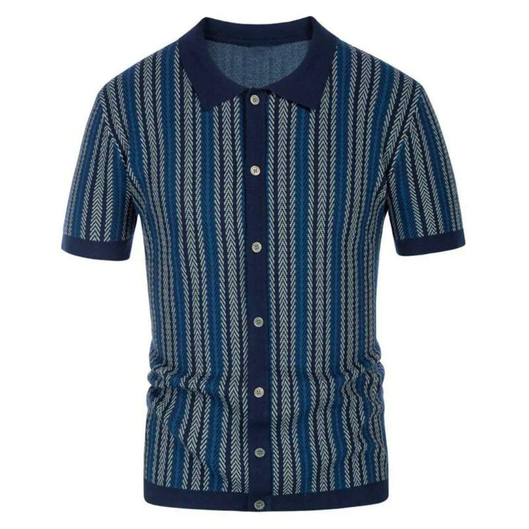 Chevron Button-Through Polo - Iron Thread