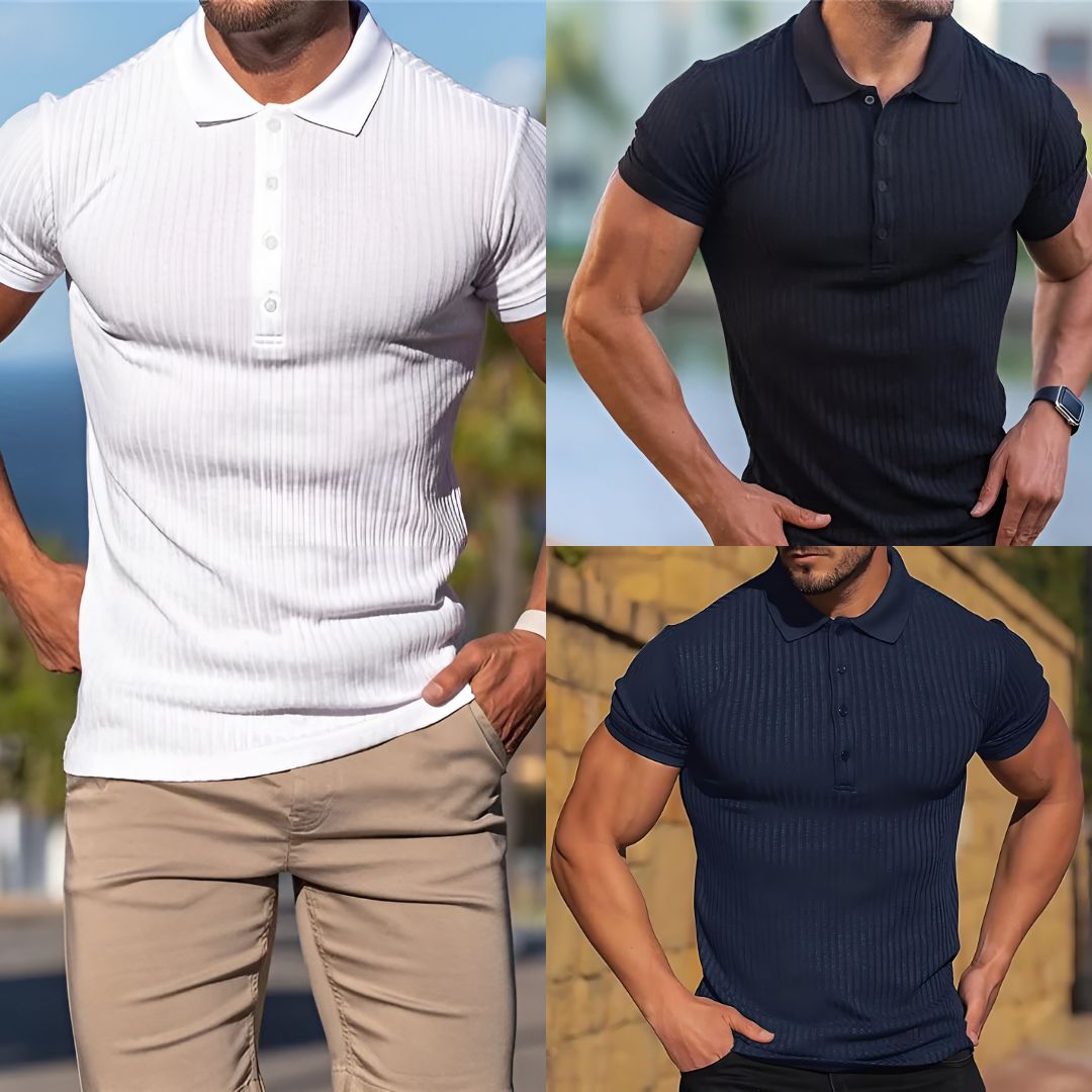Lux Ribbed Polo - Iron Thread