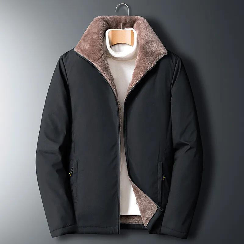 Men's Black Fluffy-Lined Jacket - Iron Thread