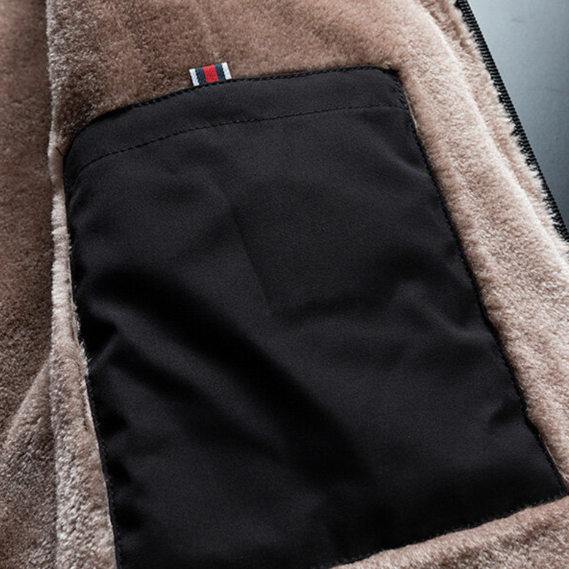 Men's Black Fluffy-Lined Jacket - Iron Thread