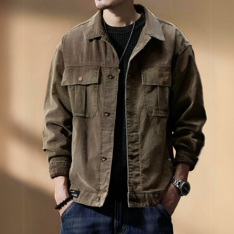 Men's Khaki Corduroy Jacket - Iron Thread