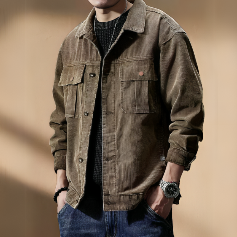 Men's Khaki Corduroy Jacket - Iron Thread