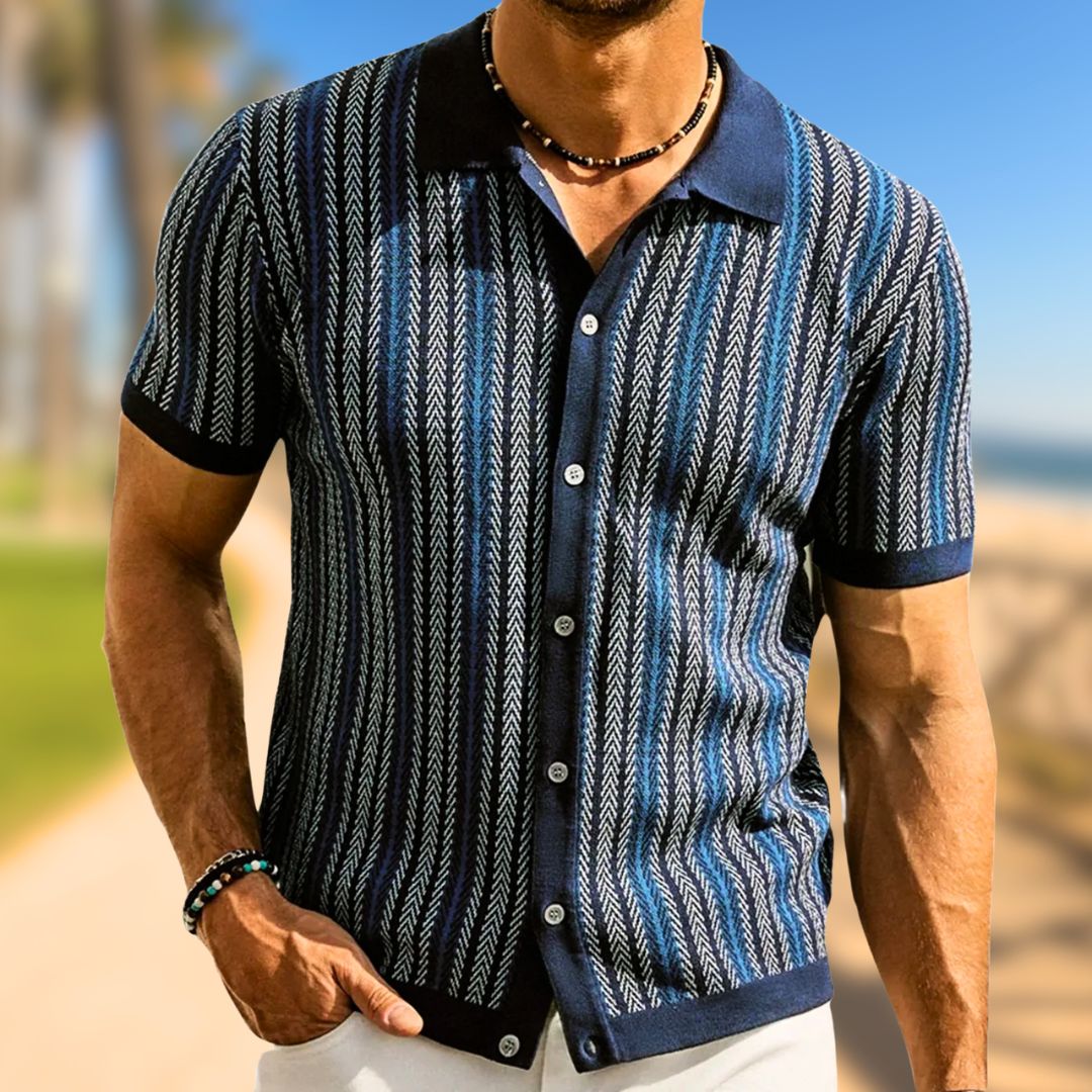 Chevron Button-Through Polo - Iron Thread