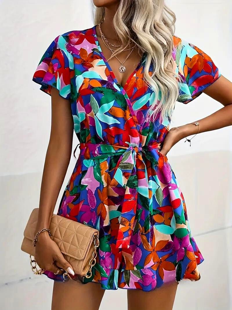 Vibrant Flora Romper - Iron Thread