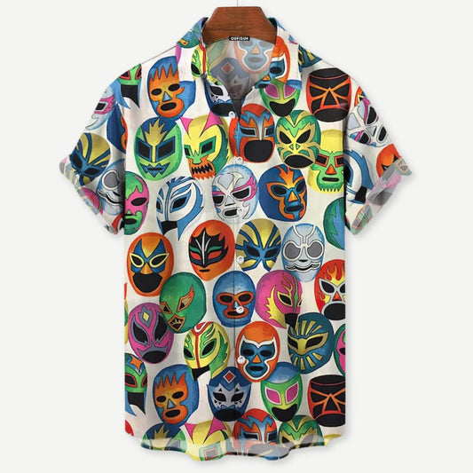Relaxed "Festival of Masks" Shirt - Iron Thread