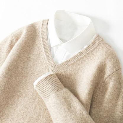 Olympia Merino V-Neck Sweater - Iron Thread