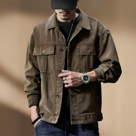 Men's Khaki Corduroy Jacket - Iron Thread