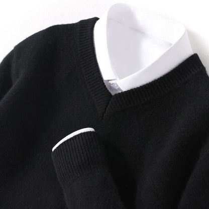 Olympia Merino V-Neck Sweater - Iron Thread