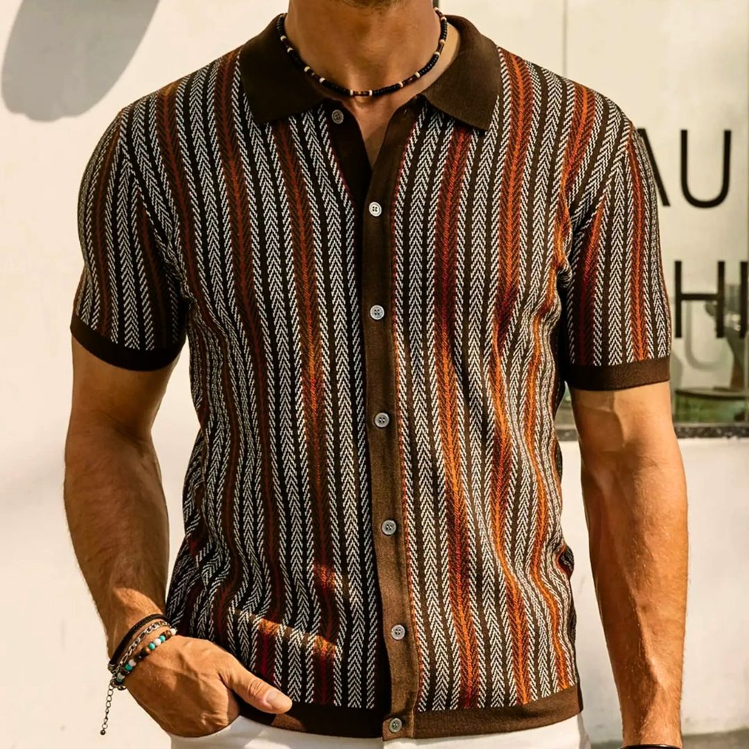 Chevron Button-Through Polo - Iron Thread