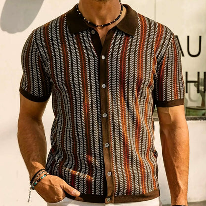 Chevron Button-Through Polo - Iron Thread
