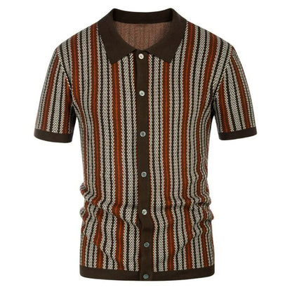 Chevron Button-Through Polo - Iron Thread