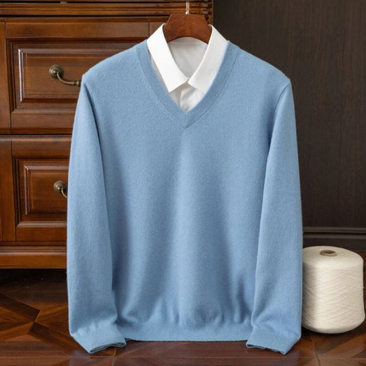 Olympia Merino V-Neck Sweater - Iron Thread