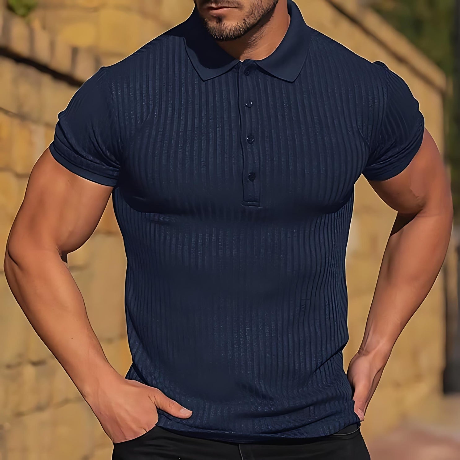 Lux Ribbed Polo - Iron Thread