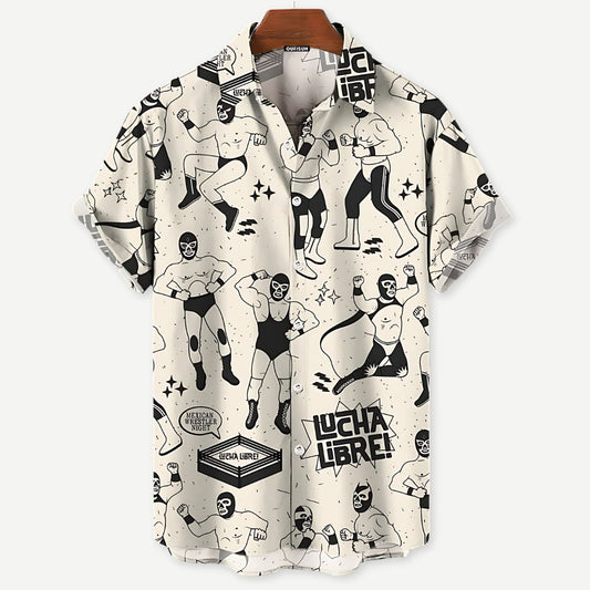 Relaxed Off-White Luchador Shirt - Iron Thread