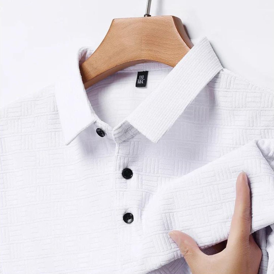 Textured Grid Polo - Iron Thread