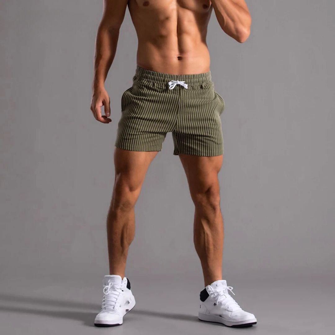 Pinstriped Athleisure Shorts - Iron Thread