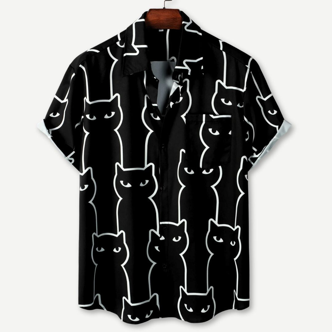 Relaxed Black Cats Shirt - Iron Thread