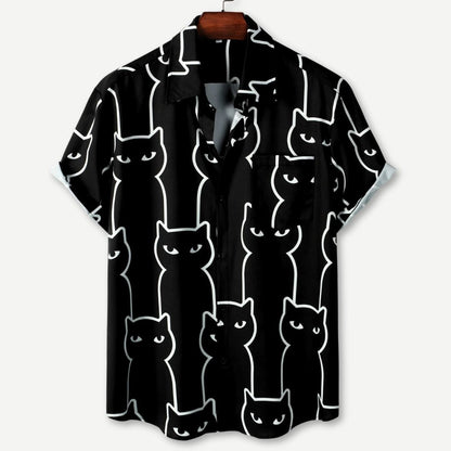 Relaxed Black Cats Shirt - Iron Thread