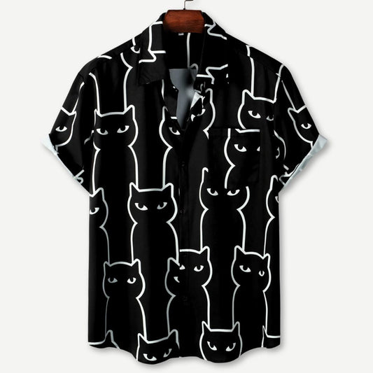 Relaxed Black Cats Shirt - Iron Thread