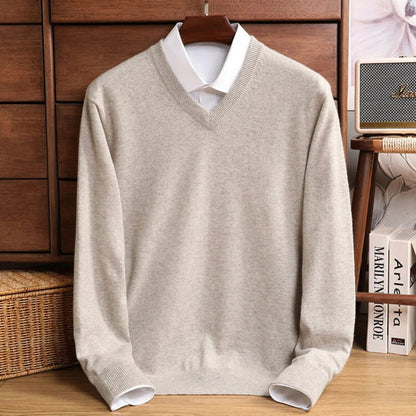 Olympia Merino V-Neck Sweater - Iron Thread