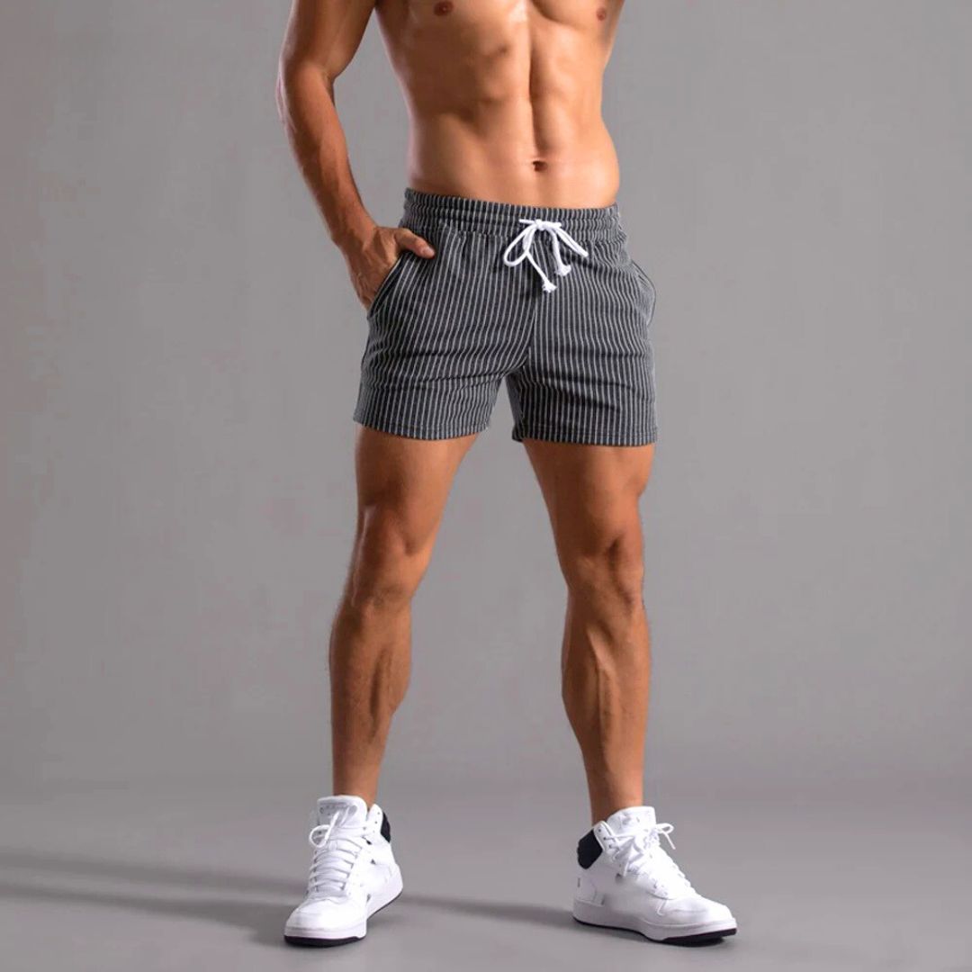 Pinstriped Athleisure Shorts - Iron Thread