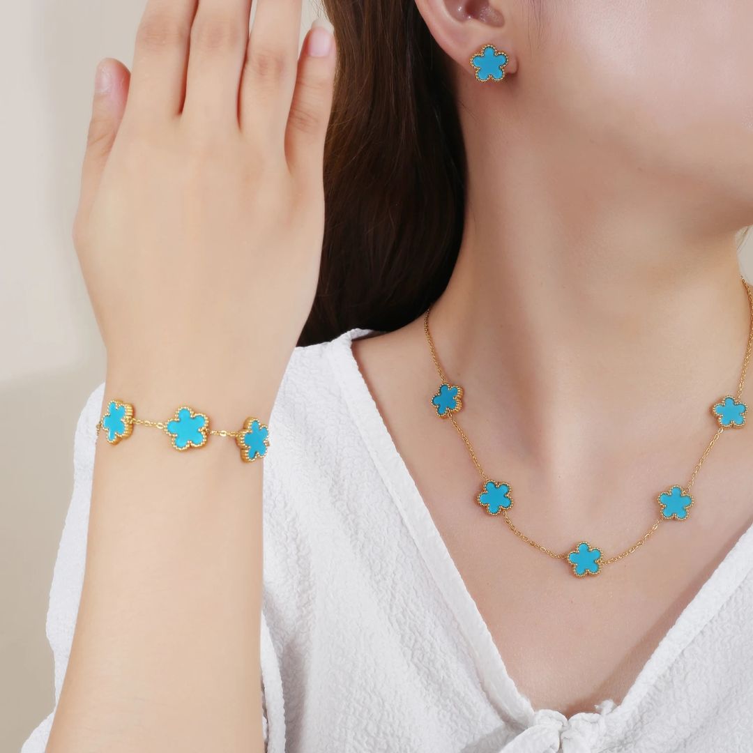 Clover Charm Jewelry Set - Iron Thread