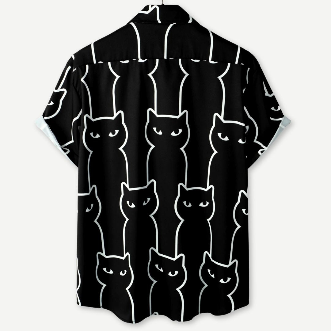Relaxed Black Cats Shirt - Iron Thread