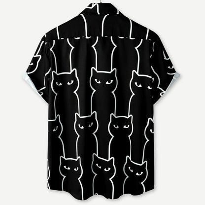 Relaxed Black Cats Shirt - Iron Thread