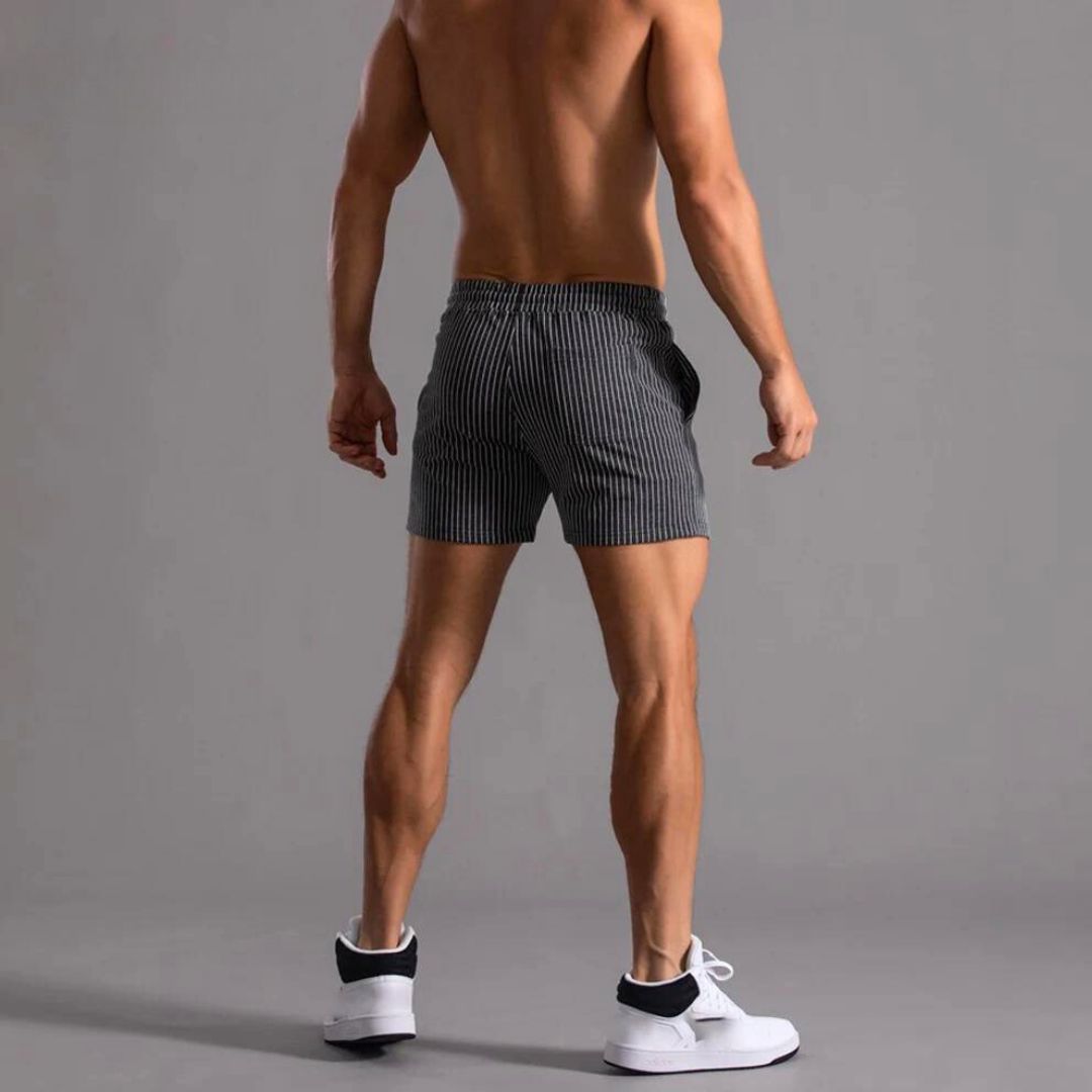 Pinstriped Athleisure Shorts - Iron Thread