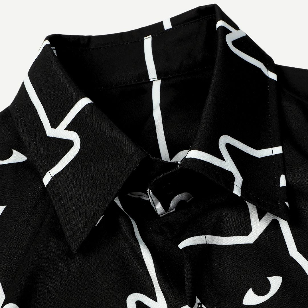Relaxed Black Cats Shirt - Iron Thread