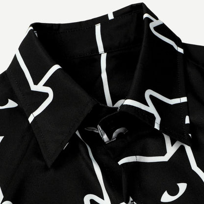 Relaxed Black Cats Shirt - Iron Thread