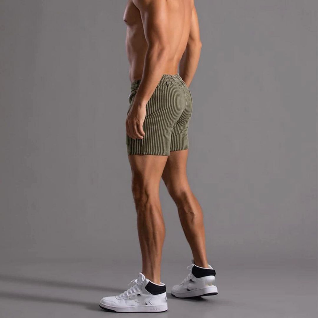 Pinstriped Athleisure Shorts - Iron Thread