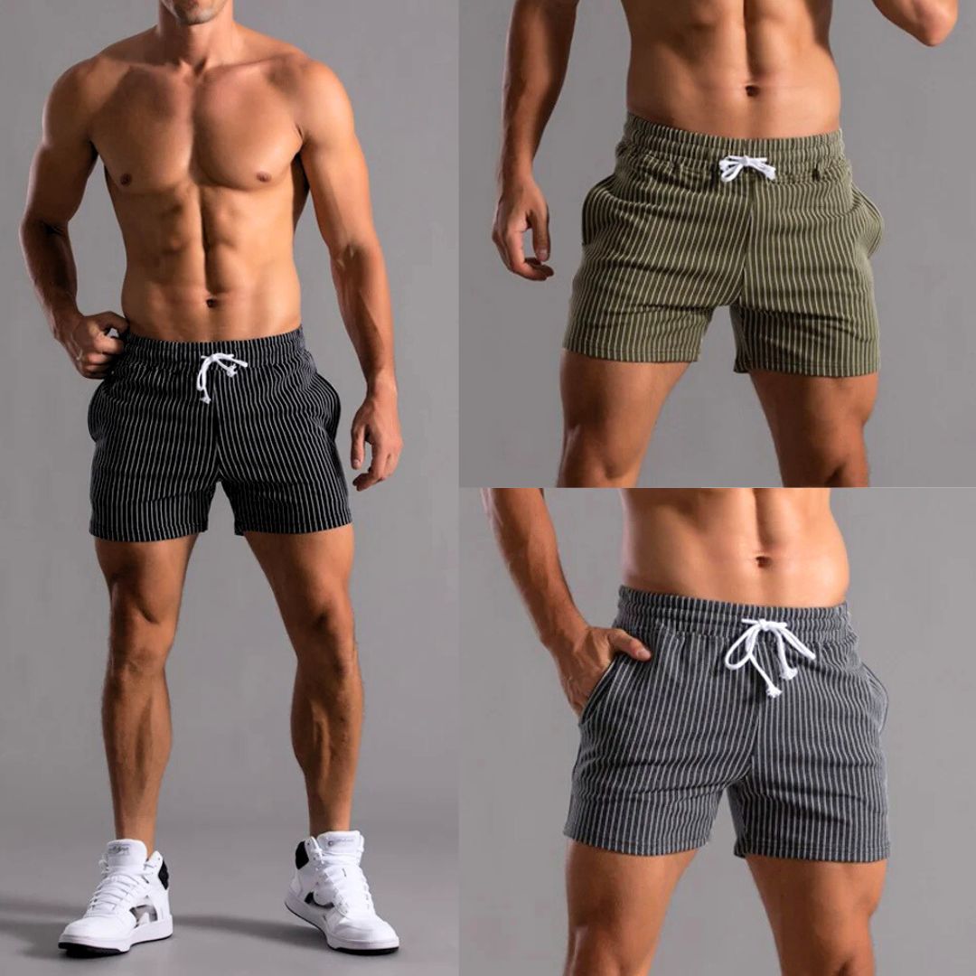 Pinstriped Athleisure Shorts - Iron Thread