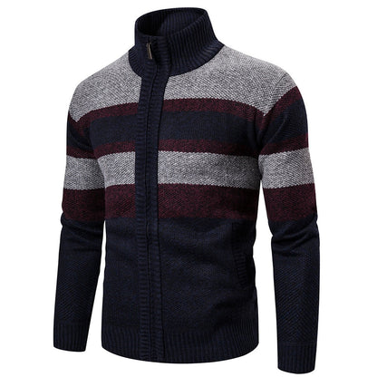 Mens Striped Slim Fit Knitted Cardigan - Iron Thread