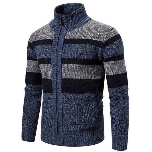 Mens Striped Slim Fit Knitted Cardigan - Iron Thread