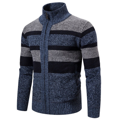Mens Striped Slim Fit Knitted Cardigan - Iron Thread