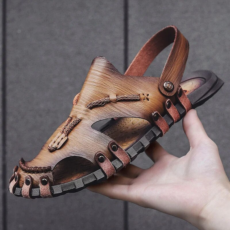 Tribal Genuine Leather Sandals - Iron Thread