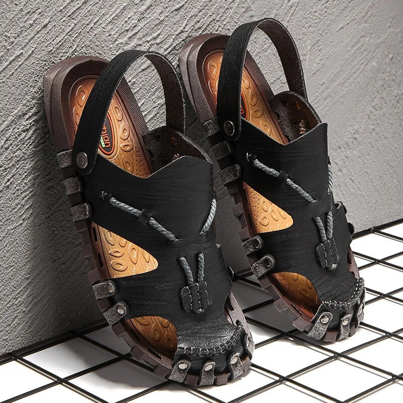 Tribal Genuine Leather Sandals - Iron Thread
